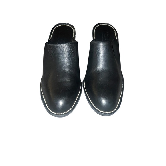 DONALD J PLINER Black Sport Nappa Mules Sz7 block heel comfort slides Minimalist - Picture 1 of 8